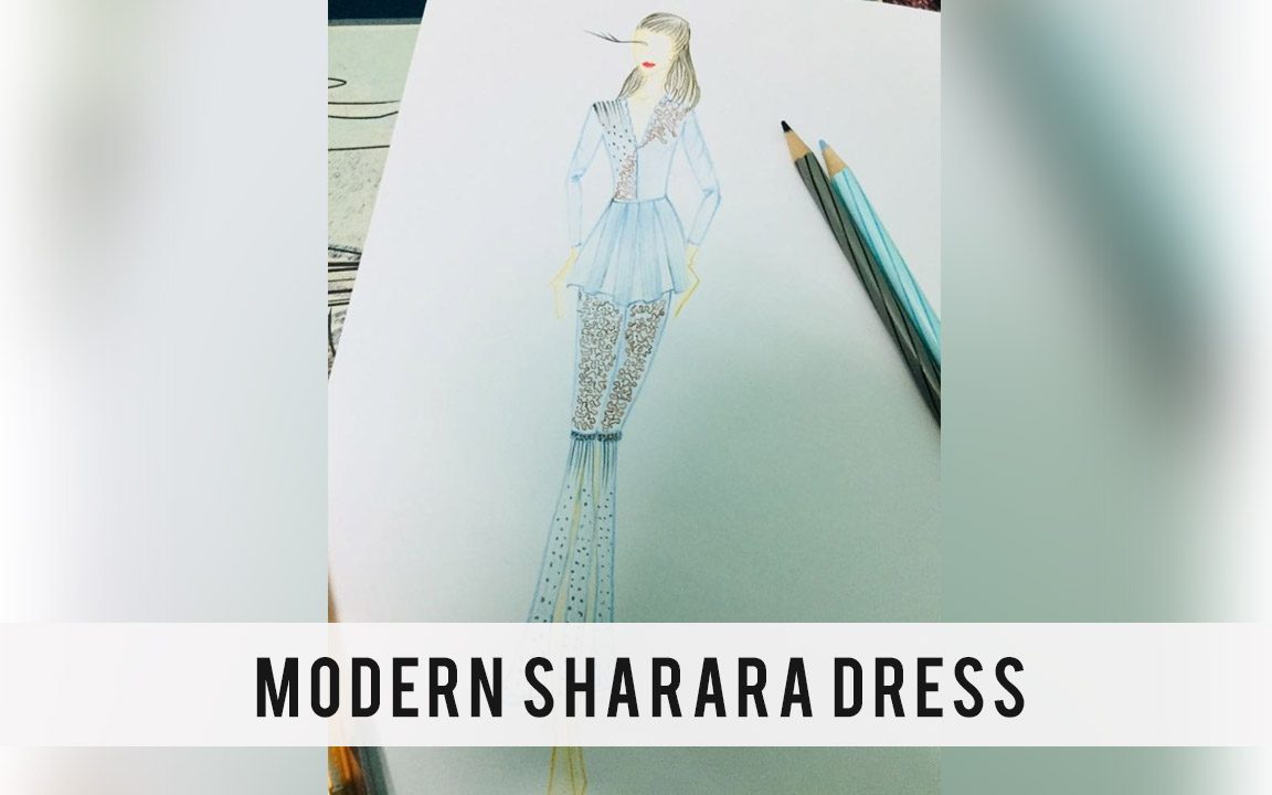 My First Sharara Dress Design | How to draw Traditional Sharara dress  design_Tutorial || - YouTube