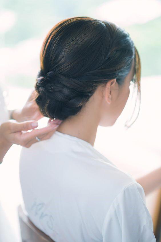 elegant low braided bun