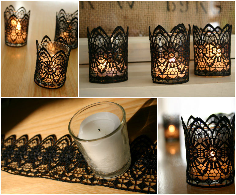 candles holders with laces 