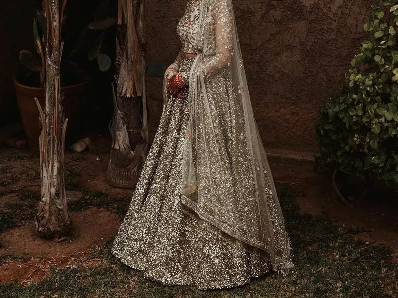 gold bridal lehenga