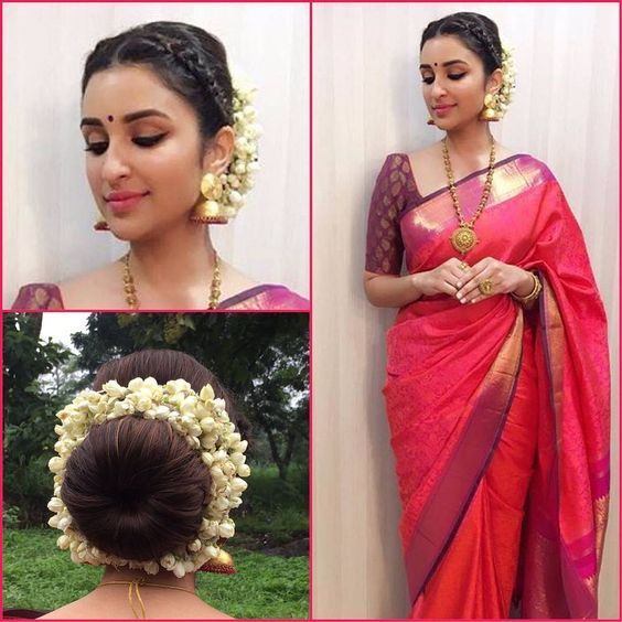 10 Ultimate Party Hairstyles With Saree That Are Suitable For Hair Of All  Length  Boldskycom
